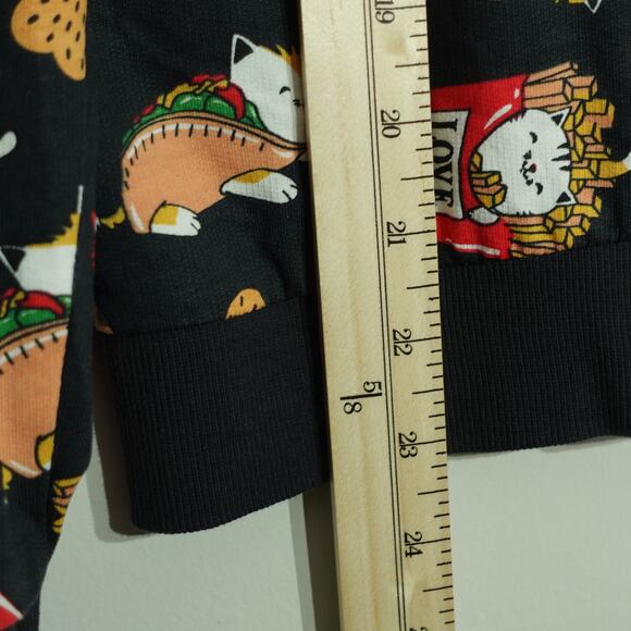 Womens Crew Neck Sweater - Cat Fries Taco Graphic Print - Black - Size Medium - Picture 6 of 8